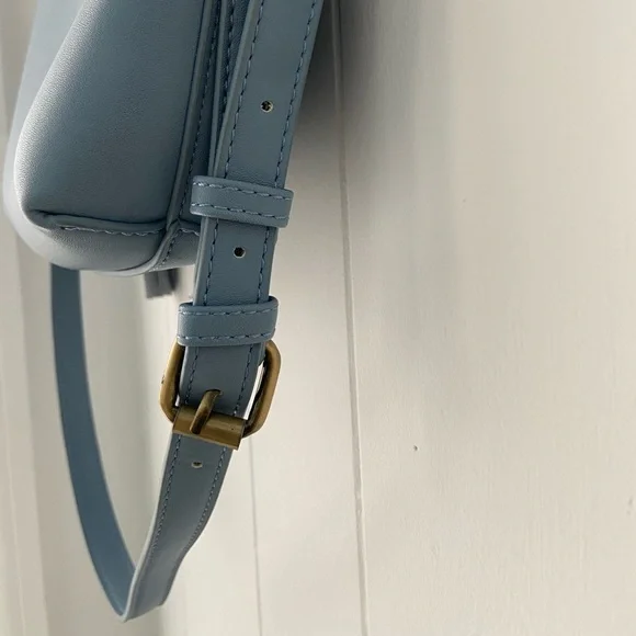 Anthropologie Blue Bag with Tortoise Handle & Fringe - Picture 7 of 11